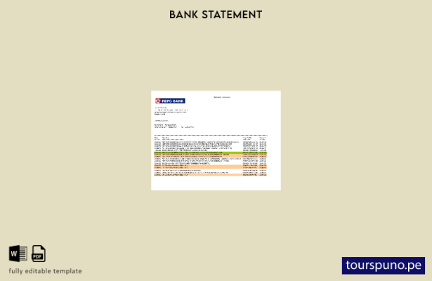 listo para imprimir páginas de palabras de extractos bancarios HDFC de India, pl